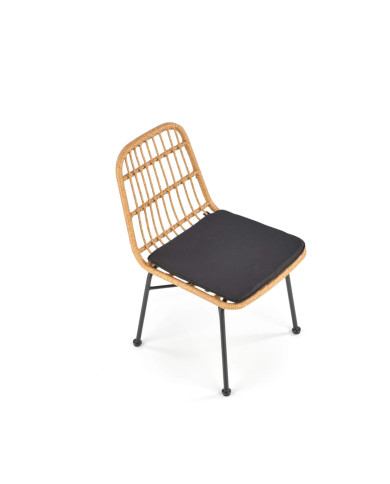 Krzesło skandynawskie K401, rattan syntetyczny, naturalne/czarne, metalowy czarny stelaż, HALMAR Krzesło skandynawskie K401, rattan syntetyczny, naturalne/czarne, metalowy czarny stelaż, HALMAR