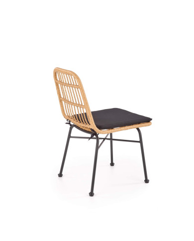 Krzesło skandynawskie K401, rattan syntetyczny, naturalne/czarne, metalowy czarny stelaż, HALMAR Krzesło skandynawskie K401, rattan syntetyczny, naturalne/czarne, metalowy czarny stelaż, HALMAR