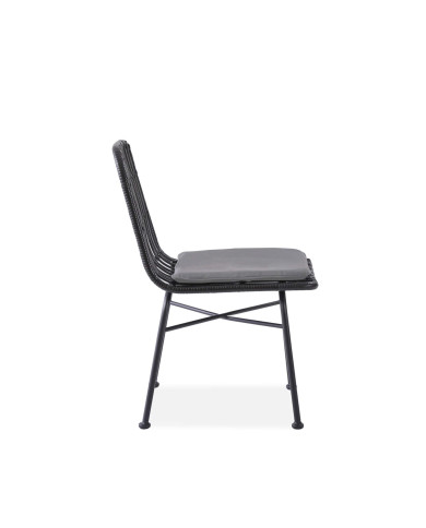 Krzesło skandynawskie K401, rattan syntetyczny, czarne/popielate, metalowy czarny stelaż, HALMAR Krzesło skandynawskie K401, rattan syntetyczny, czarne/popielate, metalowy czarny stelaż, HALMAR