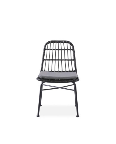 Krzesło skandynawskie K401, rattan syntetyczny, czarne/popielate, metalowy czarny stelaż, HALMAR Krzesło skandynawskie K401, rattan syntetyczny, czarne/popielate, metalowy czarny stelaż, HALMAR