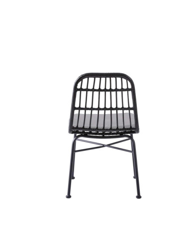 Krzesło skandynawskie K401, rattan syntetyczny, czarne/popielate, metalowy czarny stelaż, HALMAR Krzesło skandynawskie K401, rattan syntetyczny, czarne/popielate, metalowy czarny stelaż, HALMAR