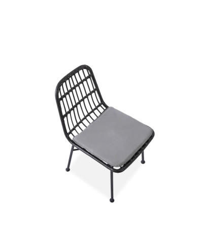 Krzesło skandynawskie K401, rattan syntetyczny, czarne/popielate, metalowy czarny stelaż, HALMAR Krzesło skandynawskie K401, rattan syntetyczny, czarne/popielate, metalowy czarny stelaż, HALMAR