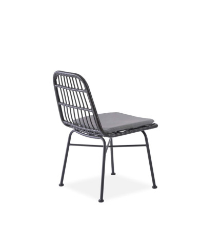 Krzesło skandynawskie K401, rattan syntetyczny, czarne/popielate, metalowy czarny stelaż, HALMAR Krzesło skandynawskie K401, rattan syntetyczny, czarne/popielate, metalowy czarny stelaż, HALMAR