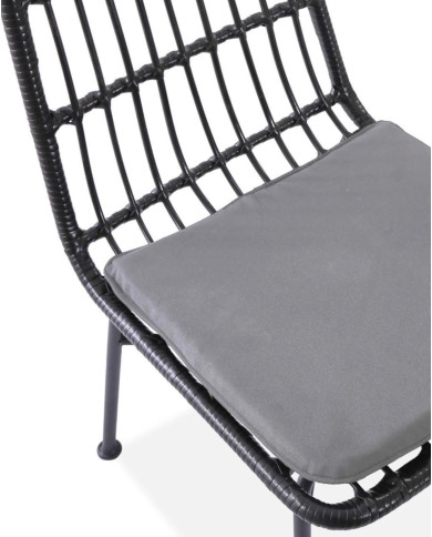Krzesło skandynawskie K401, rattan syntetyczny, czarne/popielate, metalowy czarny stelaż, HALMAR Krzesło skandynawskie K401, rattan syntetyczny, czarne/popielate, metalowy czarny stelaż, HALMAR