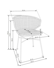 Krzesło skandynawskie z podłokietnikami K407, rattan syntetyczny, naturalny kolor, nogi metalowe czarne, HALMAR