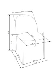 Nowoczesne krzesło K443, popielate, gładkie, czarne metalowe nogi, HALMAR