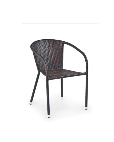 Nowoczesne krzesło z podłokietnikami Midas, ciemnobrązowe, rattan syntetyczny, HALMAR Nowoczesne krzesło z podłokietnikami Midas, ciemnobrązowe, rattan syntetyczny, HALMAR