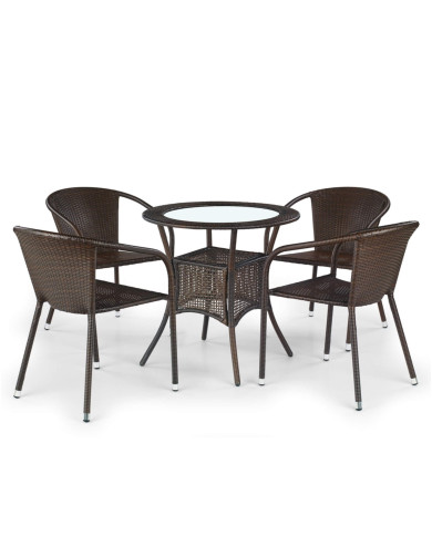 Nowoczesne krzesło z podłokietnikami Midas, ciemnobrązowe, rattan syntetyczny, HALMAR Nowoczesne krzesło z podłokietnikami Midas, ciemnobrązowe, rattan syntetyczny, HALMAR