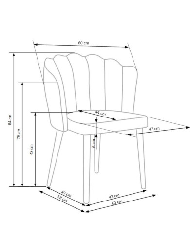 Klasyczne krzesło K386, popielate, dekoracyjne przeszycia, metalowe czarne nogi, HALMAR Klasyczne krzesło K386, popielate, dekoracyjne przeszycia, metalowe czarne nogi, HALMAR