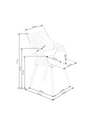 Nowoczesne krzesło z podłokietnikami K396, popielate, profilowana sklejka, przeszycia, drewniane nogi w kolorze orzecha, HALMAR