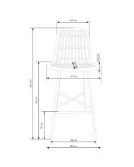 Hoker H97 natural, ażurowy, rattan syntetyczny, noga metalowa czarna, HALMAR