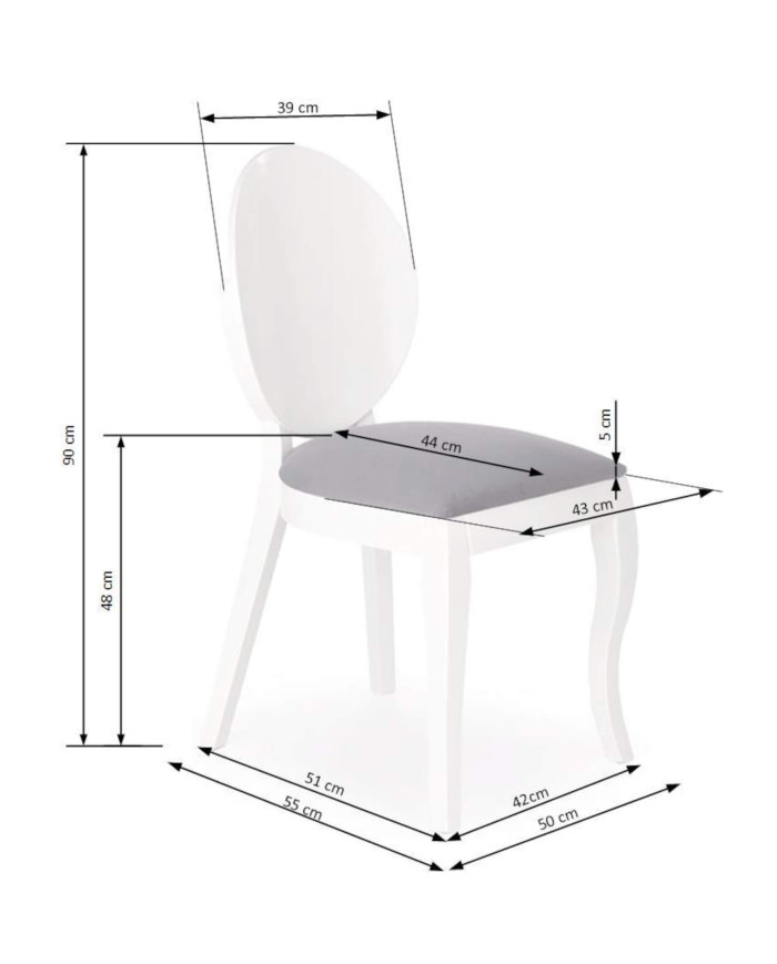 Krzesło klasyczne Verdi, kolor biały/ popielaty, bukowe, profilowane oparcie, HALMAR