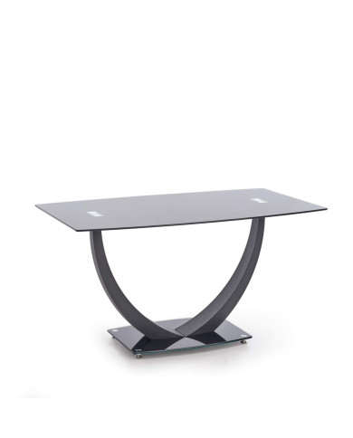 Stół kolumnowy Anton, 140/80/75 cm, prostokątny, czarny szklany blat, metalowa czarna podstawa, HALMAR Stół kolumnowy Anton, 140/80/75 cm, prostokątny, czarny szklany blat, metalowa czarna podstawa, HALMAR