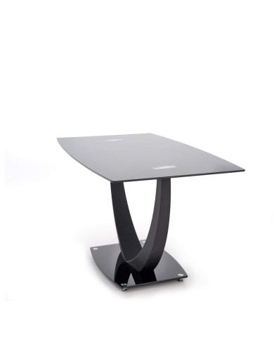 Stół kolumnowy Anton, 140/80/75 cm, prostokątny, czarny szklany blat, metalowa czarna podstawa, HALMAR Stół kolumnowy Anton, 140/80/75 cm, prostokątny, czarny szklany blat, metalowa czarna podstawa, HALMAR