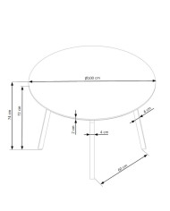 Stół okrągły Balrog, 100/100/74 cm, jasnopopielaty, metalowe czarne nogi, HALMAR