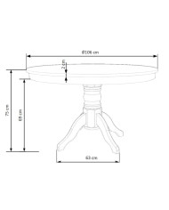 Stół okrągły Gloster, 106/106/75 cm, biały, drewniana podstawa, HALMAR