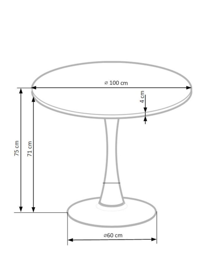 Stół kolumnowy Carmelo, okrągły, 100/100/75 cm, orzech, okleina naturalna, podstawa metalowa czarna, HALMAR