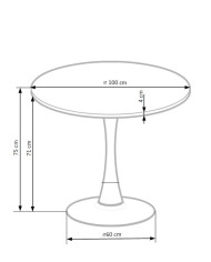 Stół kolumnowy Carmelo, okrągły, 100/100/75 cm, orzech, okleina naturalna, podstawa metalowa czarna, HALMAR