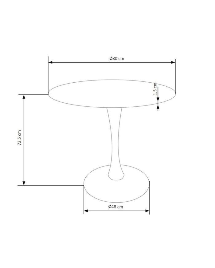 Stół kolumnowy Denver, okrągły, 80/80/73 cm, biały marmur, podstawa metalowa biała, HALMAR