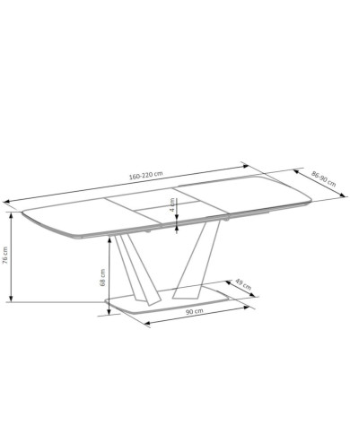 Stół kolumnowy Fangor, prostokątny, rozkładany, 160-220/90/76 cm, ciemnopopielaty/stal nierdzewna, nogi metalowe czarne, HALMAR Stół kolumnowy Fangor, prostokątny, rozkładany, 160-220/90/76 cm, ciemnopopielaty/stal nierdzewna, nogi metalowe czarne, HALMAR
