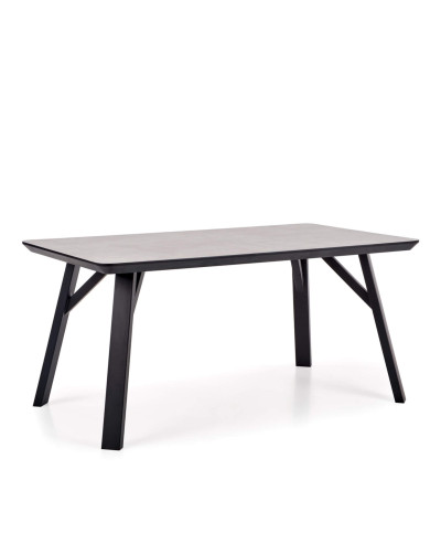 Stół prostokątny Halifax, 160/90/76 cm, beton, nogi metalowe czarne, HALMAR Stół prostokątny Halifax, 160/90/76 cm, beton, nogi metalowe czarne, HALMAR
