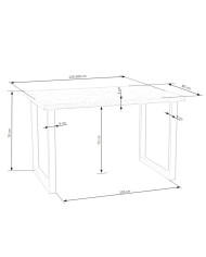 Stół prostokątny Horus, rozkładany 126-206/80/76 cm, dąb jasny, nogi metalowe czarne, HALMAR