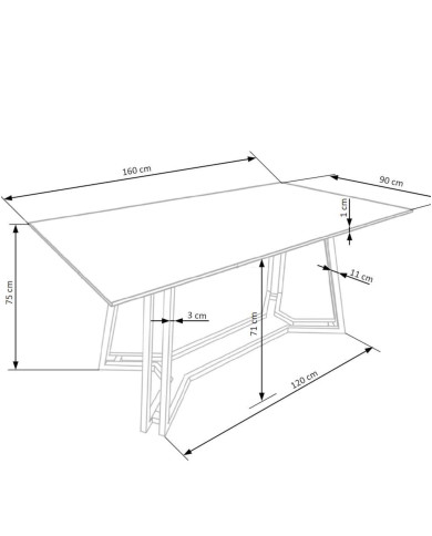 Stół prostokątny Konami, 160/90/75 cm, czarny marmur, metalowa złota podstawa, HALMAR Stół prostokątny Konami, 160/90/75 cm, czarny marmur, metalowa złota podstawa, HALMAR