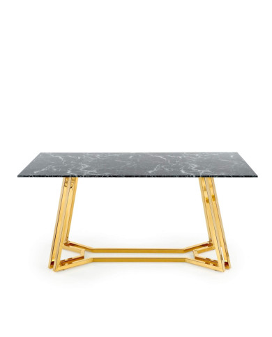 Stół prostokątny Konami, 160/90/75 cm, czarny marmur, metalowa złota podstawa, HALMAR Stół prostokątny Konami, 160/90/75 cm, czarny marmur, metalowa złota podstawa, HALMAR