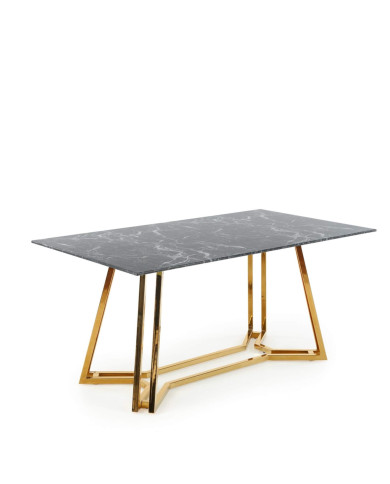 Stół prostokątny Konami, 160/90/75 cm, czarny marmur, metalowa złota podstawa, HALMAR Stół prostokątny Konami, 160/90/75 cm, czarny marmur, metalowa złota podstawa, HALMAR
