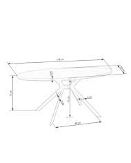 Stół owalny Locarno, 170/90/75 cm, okleina naturalna, orzechowy, nogi metalowe czarne, HALMAR