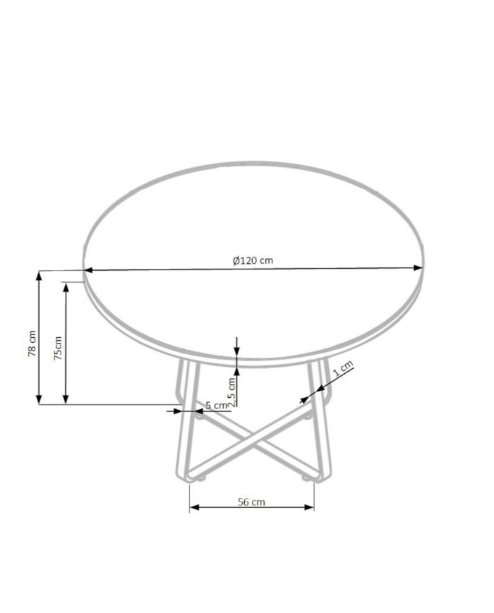 Stół okrągły Looper 2, 120/120/78cm, dąb złoty, nogi metalowe czarne, HALMAR