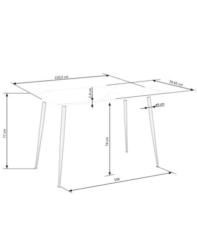 Stół prostokątny Marco, 120/70/65 cm, biały marmur, metalowe czarne nogi, HALMAR Stół prostokątny Marco, 120/70/65 cm, biały marmur, metalowe czarne nogi, HALMAR