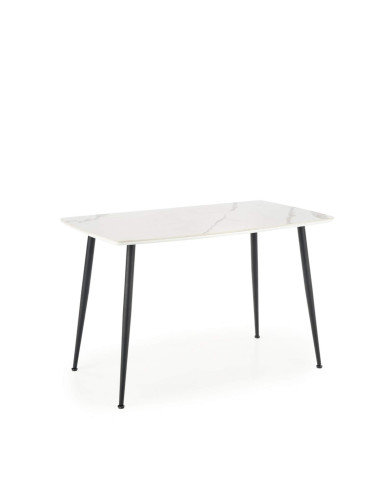 Stół prostokątny Marco, 120/70/65 cm, biały marmur, metalowe czarne nogi, HALMAR Stół prostokątny Marco, 120/70/65 cm, biały marmur, metalowe czarne nogi, HALMAR