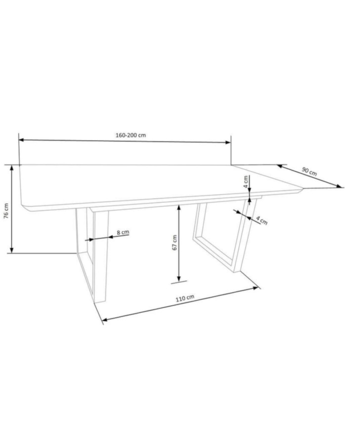 Stół prostokątny Marley, rozkładany, 160-200/90/76 cm, biały marmur/popielaty, nogi metalowe czarne, HALMAR