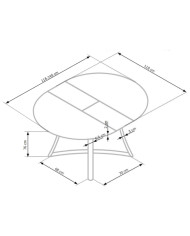 Stół okrągły Moretti, rozkładany, 118-148/118/76 cm, dąb złoty, nogi metalowe antracytowe, HALMAR