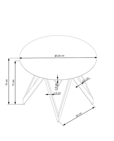 Stół okrągły Mozambik, 120/120/75 cm, dąb złoty, nogi metalowe czarne, HALMAR Stół okrągły Mozambik, 120/120/75 cm, dąb złoty, nogi metalowe czarne, HALMAR