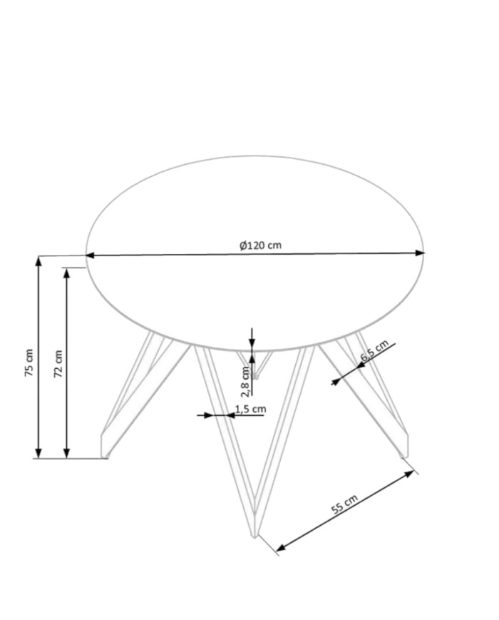 Stół okrągły Mozambik, 120/120/75 cm, dąb złoty, nogi metalowe czarne, HALMAR