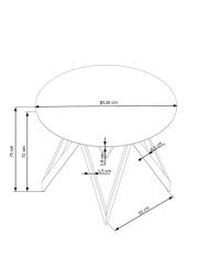 Stół okrągły Mozambik, 120/120/75 cm, dąb złoty, nogi metalowe czarne, HALMAR