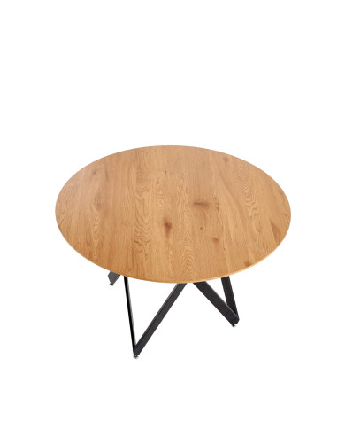 Stół okrągły Mozambik, 120/120/75 cm, dąb złoty, nogi metalowe czarne, HALMAR Stół okrągły Mozambik, 120/120/75 cm, dąb złoty, nogi metalowe czarne, HALMAR