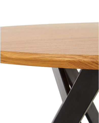Stół okrągły Mozambik, 120/120/75 cm, dąb złoty, nogi metalowe czarne, HALMAR Stół okrągły Mozambik, 120/120/75 cm, dąb złoty, nogi metalowe czarne, HALMAR