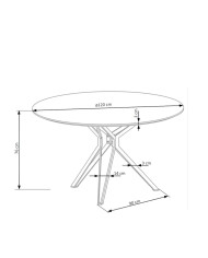 Stół okrągły Pixel, 120/120/76 cm, biały, metalowe czarne nogi, HALMAR