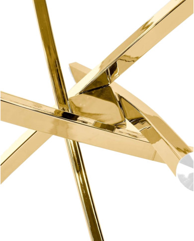 Stół okrągły Raymond 2, 100/100/73 cm, szklany blat czarny marmur, metalowe nogi złoty chrom, HALMAR Stół okrągły Raymond 2, 100/100/73 cm, szklany blat czarny marmur, metalowe nogi złoty chrom, HALMAR