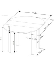 Stół okrągły Ringo, rozkładany, 102-142/102/76 cm, dąb craft/biały, HALMAR