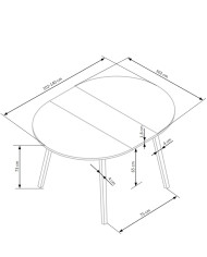 Stół okrągły Ruben, rozkładany, 102-142/102/73 cm, dąb artisan/czarny, HALMAR