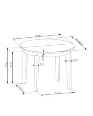 Stół okrągły Sorbus, rozkładany, 100-200/100/77 cm, dąb miodowy, HALMAR