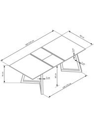 Stół prostokątny Tiziano, rozkładany, 160-210/90/76 cm, jasnopopielaty/ciemnopopielaty, HALMAR