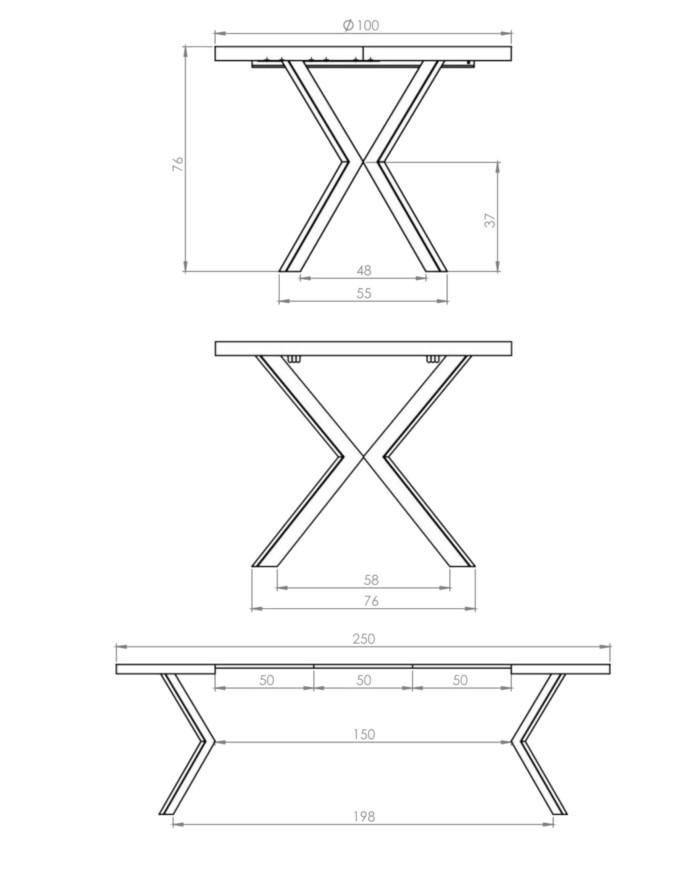 Stół okrągły Peroni, rozkładany, 100-250/100/75 cm, biały marmur/czarny, HALMAR