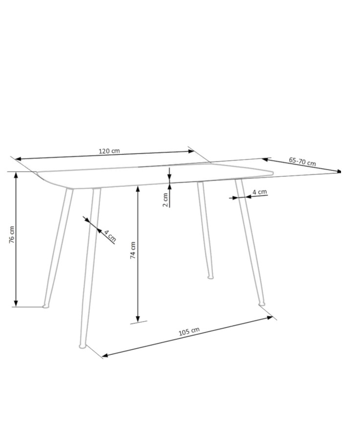 Stół prostokątny Tripolis, 120/70/76 cm, dąb złoty, nogi metalowe czarny/złoty, HALMAR