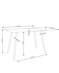 Stół prostokątny Tripolis, 120/70/76 cm, dąb złoty, nogi metalowe czarny/złoty, HALMAR