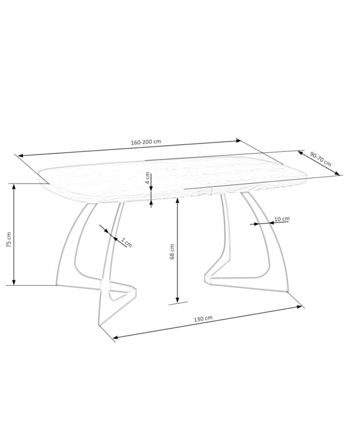 Stół prostokątny Veldon, rozkładany, 160-200/90/70 cm, dąb naturalny, nogi metalowe czarne, HALMAR